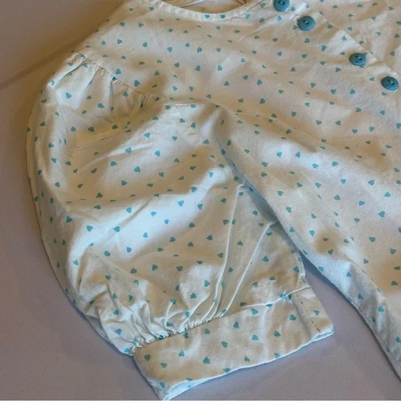 VINTAGE AMY TOO! White and Blue Polka Dot Ruffled Girls Dress 80s 90s Size 12 - Picture 11 of 14